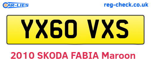 YX60VXS are the vehicle registration plates.
