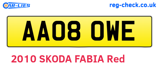 AA08OWE are the vehicle registration plates.