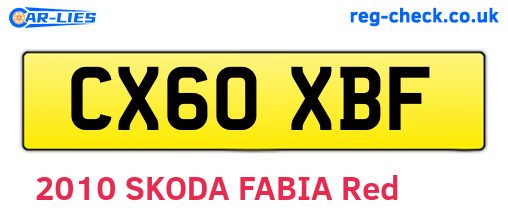 CX60XBF are the vehicle registration plates.