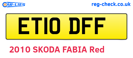 ET10DFF are the vehicle registration plates.