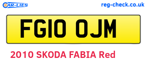FG10OJM are the vehicle registration plates.