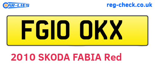 FG10OKX are the vehicle registration plates.