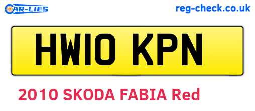 HW10KPN are the vehicle registration plates.