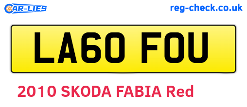 LA60FOU are the vehicle registration plates.