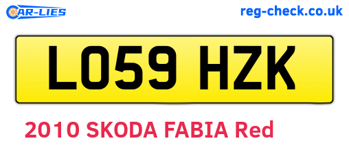 LO59HZK are the vehicle registration plates.