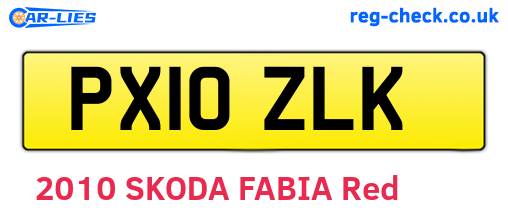 PX10ZLK are the vehicle registration plates.
