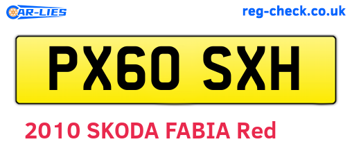 PX60SXH are the vehicle registration plates.