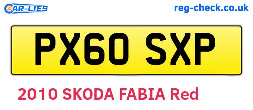 PX60SXP are the vehicle registration plates.