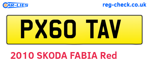 PX60TAV are the vehicle registration plates.