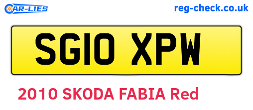 SG10XPW are the vehicle registration plates.
