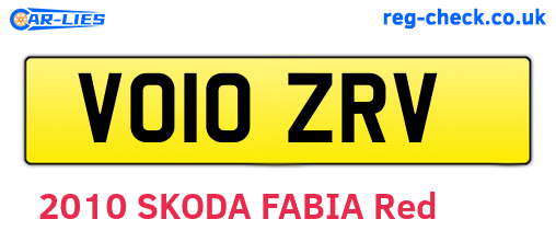 VO10ZRV are the vehicle registration plates.