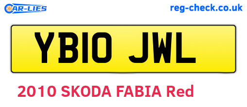 YB10JWL are the vehicle registration plates.