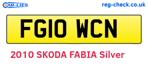 FG10WCN are the vehicle registration plates.