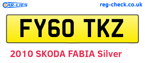 FY60TKZ are the vehicle registration plates.