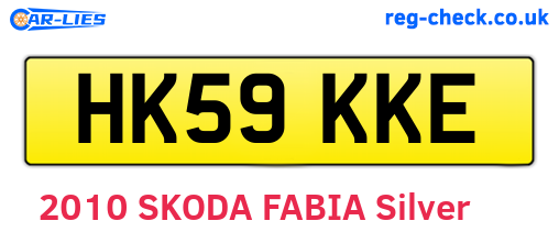 HK59KKE are the vehicle registration plates.