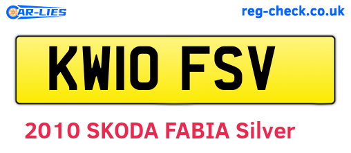 KW10FSV are the vehicle registration plates.