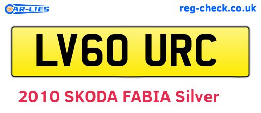 LV60URC are the vehicle registration plates.