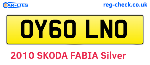 OY60LNO are the vehicle registration plates.