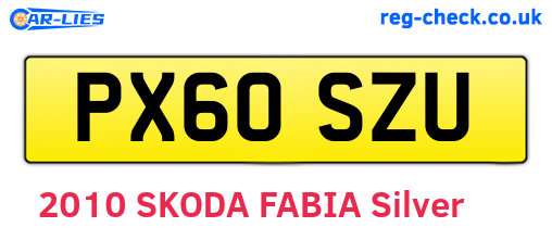 PX60SZU are the vehicle registration plates.