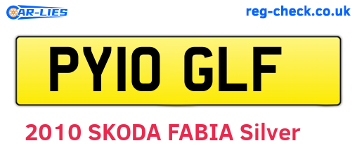 PY10GLF are the vehicle registration plates.