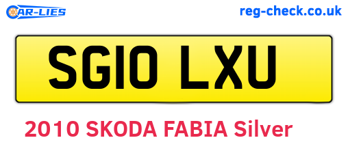 SG10LXU are the vehicle registration plates.