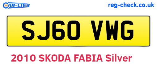 SJ60VWG are the vehicle registration plates.