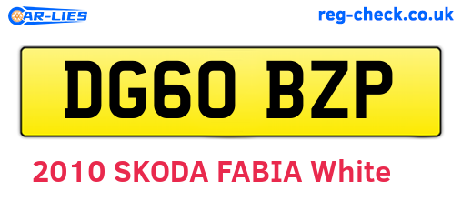 DG60BZP are the vehicle registration plates.