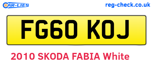 FG60KOJ are the vehicle registration plates.