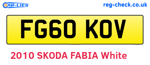 FG60KOV are the vehicle registration plates.