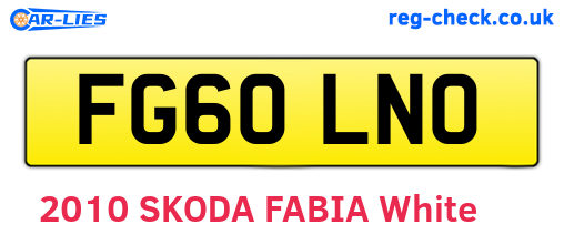 FG60LNO are the vehicle registration plates.