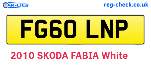 FG60LNP are the vehicle registration plates.