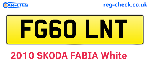FG60LNT are the vehicle registration plates.
