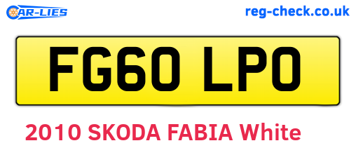 FG60LPO are the vehicle registration plates.