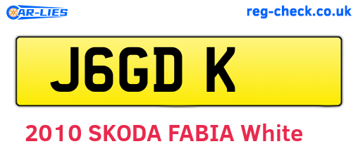 J6GDK are the vehicle registration plates.