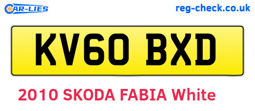 KV60BXD are the vehicle registration plates.