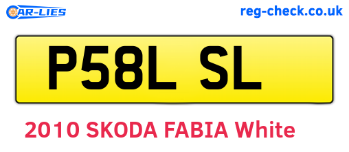 P58LSL are the vehicle registration plates.