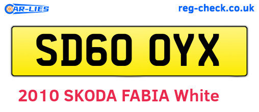 SD60OYX are the vehicle registration plates.