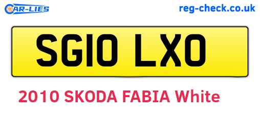 SG10LXO are the vehicle registration plates.