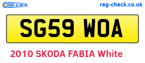 SG59WOA are the vehicle registration plates.