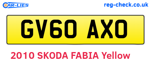 GV60AXO are the vehicle registration plates.