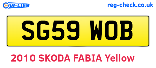 SG59WOB are the vehicle registration plates.