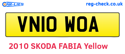 VN10WOA are the vehicle registration plates.