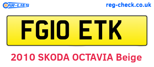 FG10ETK are the vehicle registration plates.