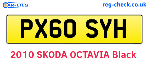 PX60SYH are the vehicle registration plates.