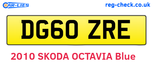 DG60ZRE are the vehicle registration plates.