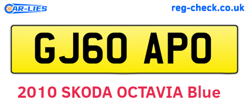 GJ60APO are the vehicle registration plates.