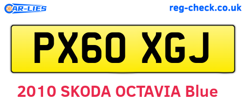 PX60XGJ are the vehicle registration plates.