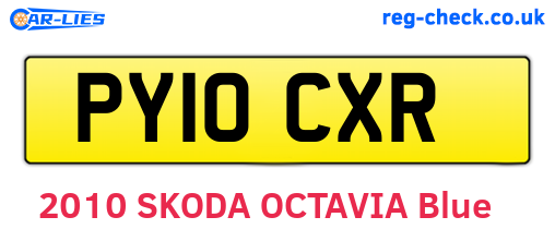 PY10CXR are the vehicle registration plates.