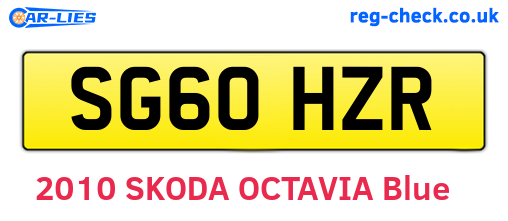 SG60HZR are the vehicle registration plates.