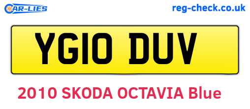 YG10DUV are the vehicle registration plates.